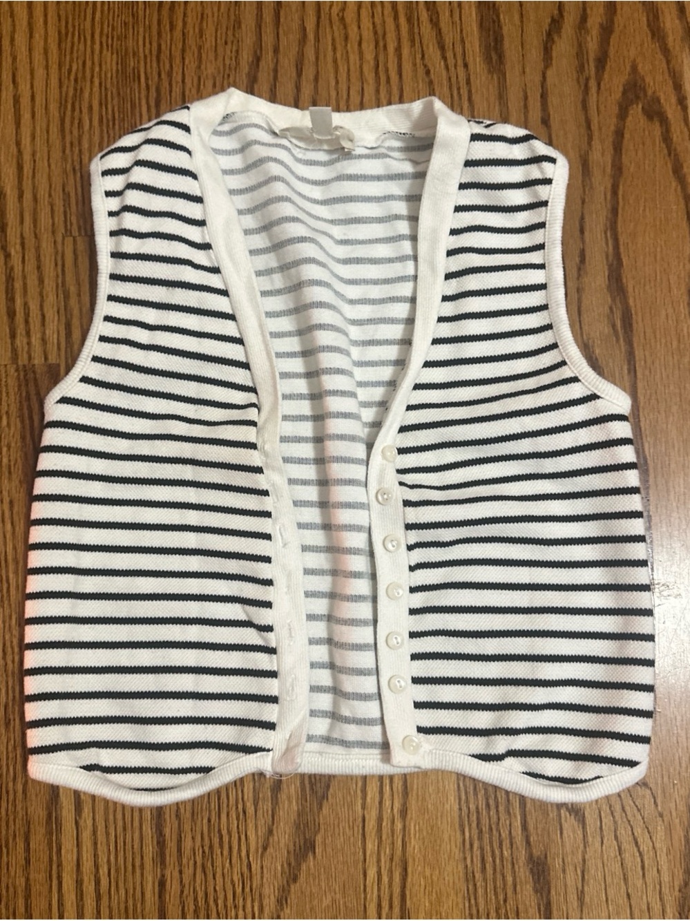 Classic Black & White Striped Button Vest